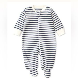 Kissy Love Basics Navy Stripes Zip Footie